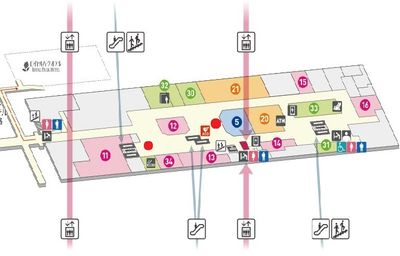 2階は飲食店、コンビニ、100円ショップがあり賑わっています。 - 東京シティエアターミナル 地下鉄半蔵門線「水天宮前駅」直結のレンタルスペースの間取り図