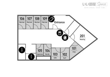 フロアマップ - いい部屋Space練馬店 【1時間728円～】1人用個室Dの間取り図