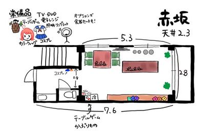 リノスぺ赤坂 レンタルスペース/パーティルーム/イベントスペース/撮影スタジオの間取り図