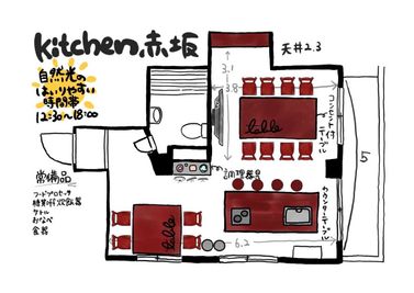 リノスペkitchen赤坂 レンタルスペース/パーティルーム/イベントスペース/撮影スタジオの間取り図