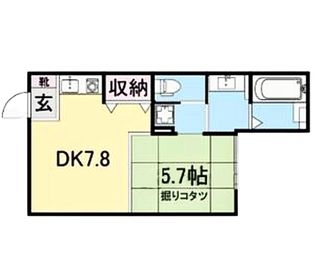 DK7.8…多目的スペース
5.7帖文字部分…掘り炬燵 - NASA＆⑧ in the Room 受け入れ終了。の間取り図
