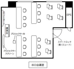 みんなの貸会議室天神西通り北店 天神803会議室⇨定員18+予備2の間取り図