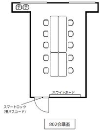 みんなの貸会議室天神西通り北店 天神802会議室⇨定員10+予備2の間取り図