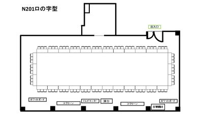 基本レイアウト　ロの字型 - 銀座ユニーク貸会議室7丁目店 N201の間取り図