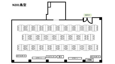 基本レイアウト　島型 - 銀座ユニーク貸会議室7丁目店 N201の間取り図