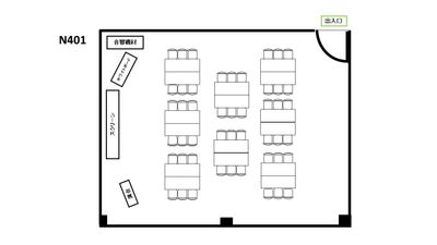 基本レイアウト　島型 - 銀座ユニーク貸会議室7丁目店 N401の間取り図