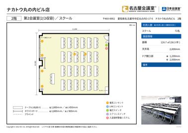 名古屋会議室 ナカトウ丸の内ビル店 第2会議室（2/2収容）の間取り図
