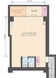 レンタルスタジオカベリ横浜1号店 ダンスができるレンタルスタジオの間取り図