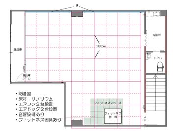 フロアマップ - スタジオ五軒町 『鏡張り』の多目的に利用できる『防音』スタジオ/スタジオ五軒町の間取り図