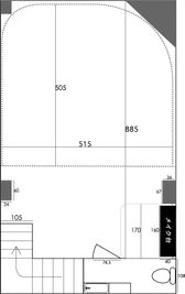 MISARU 撮影スタジオ&ギャラリー ALL機材Profoto・高さ3.5ｍ・3面R白ホリ・広さ50㎡の間取り図