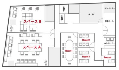 施設全体の間取り図です。 - ウィズスクエア・GLOXIA銀座店 スペース A＋Bの間取り図