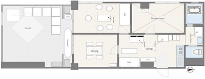 「Naomi’s Rental Space」 キャンプ風 大人数・BBQ可/広々バルコニー付スーペースの間取り図