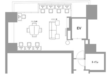 アイビーカフェ横浜関内 全スペース／43㎡・～14名の間取り図