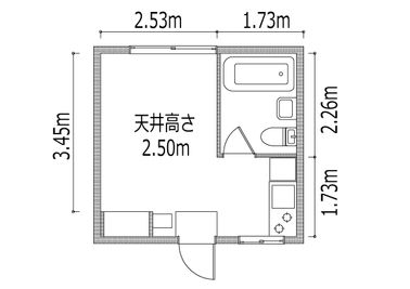 完全個室のコンパクトなプランです。 - レンタルスペースedifice渋谷303 撮影スペース・ワークスペース・パーティースペースの間取り図