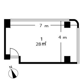 鏡は、ドア側の壁一面に設置しています。
180×270 - UraraStudio千葉【京成大久保店】 第1スタジオの間取り図