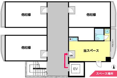 CAFE SPACE新宿・角部屋 社会的距離を保つ貸しスペースの間取り図
