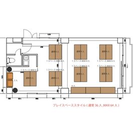 田町駅徒歩7分のレンタルスペース！オンライン会議やイベントも◎ 田町｜シバスペ｜SHIBAURA space（38名着席可）の間取り図