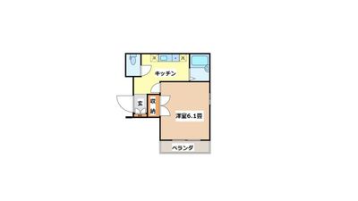 1Kタイプのマンションのお部屋です。 - 貸会議室アクア大宮西口 お部屋貸し切り 207号室の間取り図