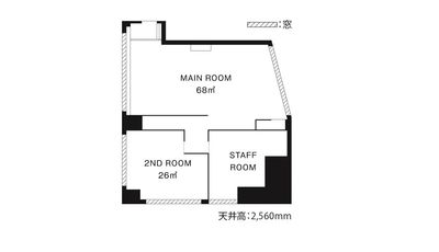 間取り図　※メインルームとセカンドルームの2つのお部屋をご利用いただけます - A-std Omachi Private Living 東北最大級の100㎡！家具付きレンタルハウススペース＆スタジオの間取り図