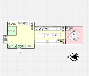 Tree Side 新大久保 602 Space Side (602)の間取り図