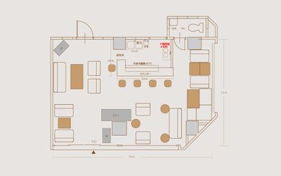 ゆったり全ソファ席（カウンターのみバースツール） - Feel Osaka Yu 豪華イベント・パーティースペースの間取り図