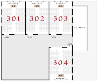 サム貸し会議室 302会議室【1名～30名】（３F）30平米の間取り図