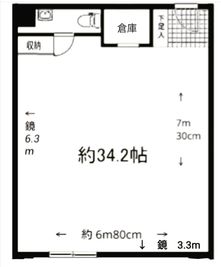 天井高2m40cm - スタジオ２１ アクセスのよい多目的レッスンスタジオ／会議室の間取り図