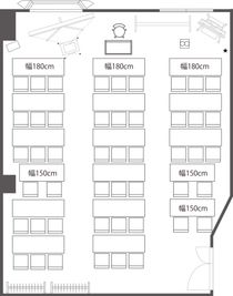 【PARM-CITY131貸会議室　Room5A】3名掛×15｜2名掛×3｜スクールスタイル - PARM-CITY131貸会議室 仙台｜PARM-CITY131貸会議室　Room5A｜最大49名の間取り図