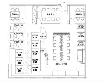 H¹T なんば（サテライト型シェアオフィス） OPEN SPACEの間取り図