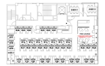 H¹T西船橋（サテライト型シェアオフィス） ROOM W 01の間取り図