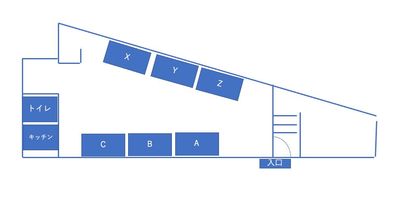 指定した席をご利用ください。 - AOTONEST(アオトネスト）３階 コワーキングスペース　X席（アオトネスト３階）の間取り図