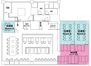 この予約はRoomCです。 - Basis Point上野店 台東区上野12名用会議室 (Room C)の間取り図