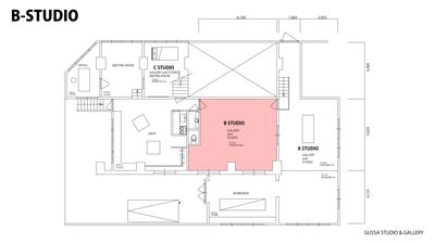 赤い場所が「B-studio」です。 - GUSSA STUDIO & GALLERY B-studioの間取り図