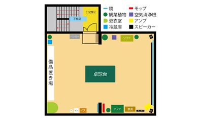 卓球利用時の参考レイアウト - ヨリアイ大和田 レンタルスタジオの間取り図