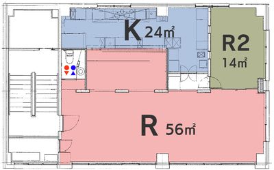 フェスタ京町堀レンタルスペース R+カウンター広々とした56㎡(キッチン無プラン）の間取り図