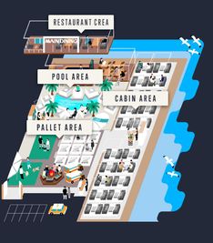 Kiranah　Garden 【飲食持ち込み不可】CABIN20名利用＜電子タバコ可＞施設側の間取り図