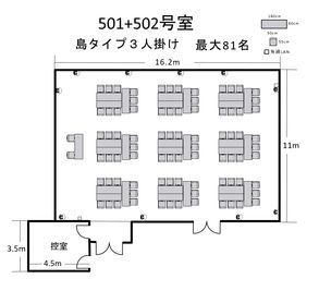 航空会館ビジネスフォーラム 航空会館ビジネスフォーラム【501＋502号室】の間取り図