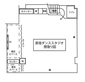 約8m×8mのスペース - 原宿ダンススタジオ 原宿ダンススタジオ　SHIN RENTAL STUDIOの間取り図