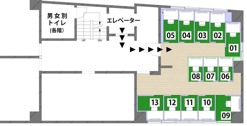 指定席：05番（半個室カーテン：幅95cm）/コワーキングOK - 自習室 KAKOI 後楽園駅前店