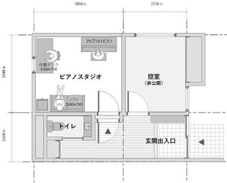 平面図です。 - 祖師谷ピアノスタジオ・神社ノ真横 祖師谷ピアノスタジオ「神社ノ真横」の間取り図