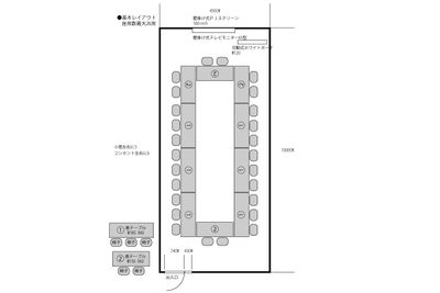 ロの字形式26席 - 高崎白銀ビル貸し会議室 別館 Room1【2-3名掛け最大26席】の間取り図