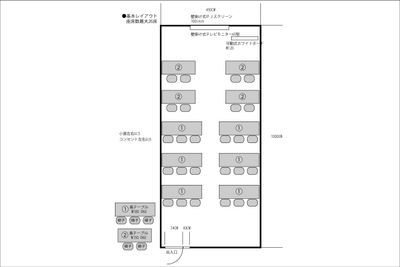スクール形式26席 - 高崎白銀ビル貸し会議室 別館 Room1【2-3名掛け最大26席】の間取り図