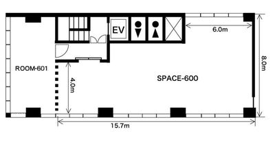 東京会議室 レンタルスペース シブヤ・ネクサス SPACE-600+601 （6階）の間取り図