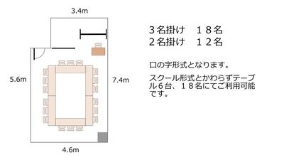 新大阪セミナーオフィスＯ-１～３ 新大阪の会議室『新大阪セミナーオフィス　ルームＯ-３』の間取り図