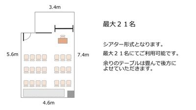 新大阪セミナーオフィスＯ-１～３ 新大阪の会議室『新大阪セミナーオフィス　ルームＯ-３』の間取り図