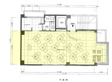 黄色の部分が、主なご利用スペースとなります。
 - 夢・あいホール【2023年12月31日まで利用可(移転の為)】 セミナー、勉強会、個展等の間取り図