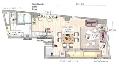 広々したスペースは、少人数でも大人数でも使いやすい様に家具や配置を工夫しました。窓は、東向きになります。 - BP秋葉原ビル ボヌール秋葉原の間取り図