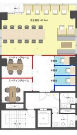 左下のミーティングルームです。 - 勉強カフェ虎ノ門スタジオ 【2~4人用】完全個室A(面談/WEB会議用)(3F)の間取り図