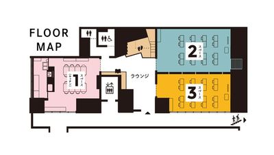 スペース七番：施設の間取りです。ラウンジ、トイレはいつでもご利用可能です。 - スペース七番 スペース七番（スペース２＋３）の間取り図