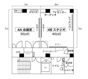 名古屋会議室 スタジオフィックス名古屋栄伏見店 4A（会議室）の間取り図